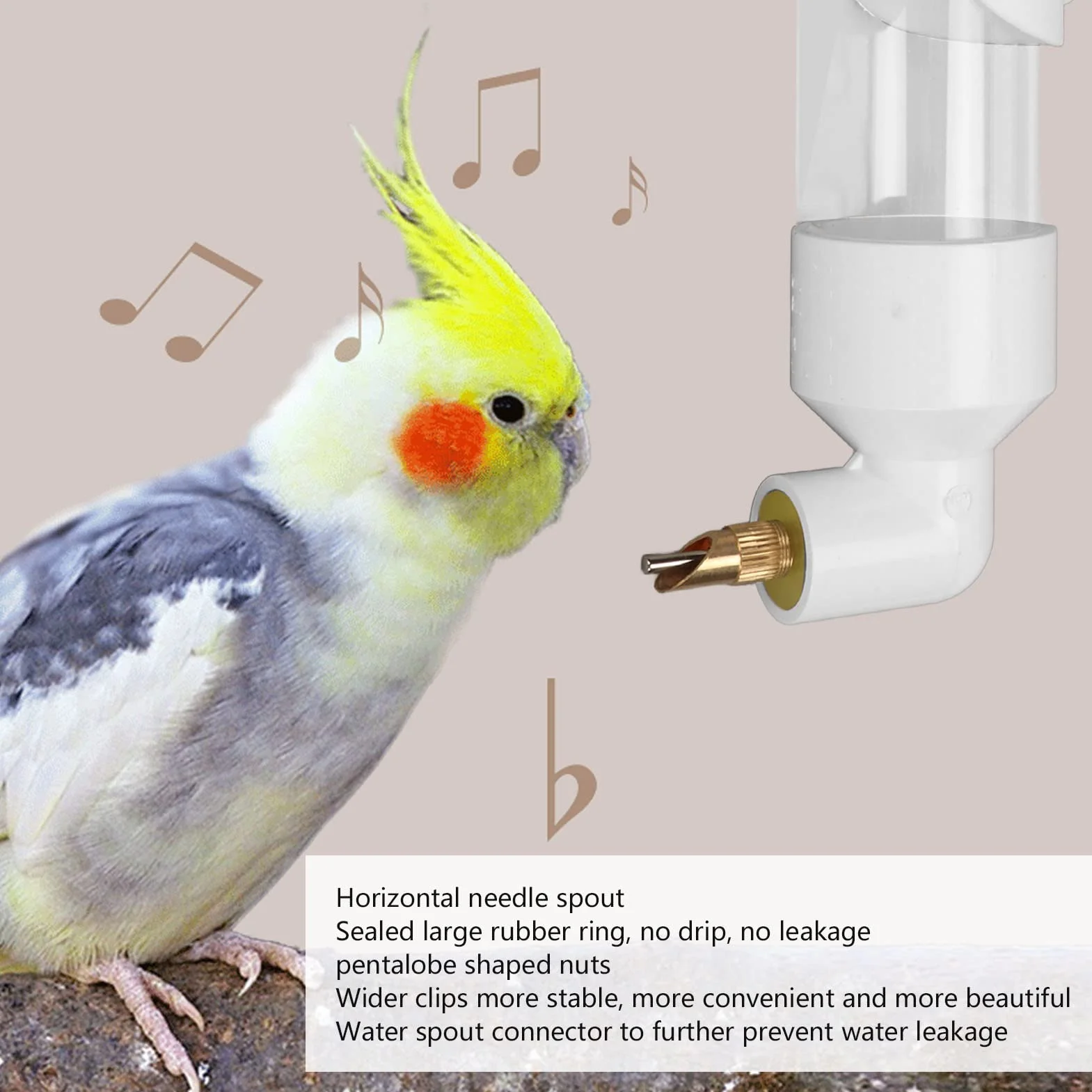 Poidło dla Ptaków, Papuga Automatyczne Urządzenie do Picia Waterer Automatyczne Urządzenie do Picia Podajnik Wody dla Nimfy Papugi Conure Lovebird Afrykańska Szara Ara (Biały)