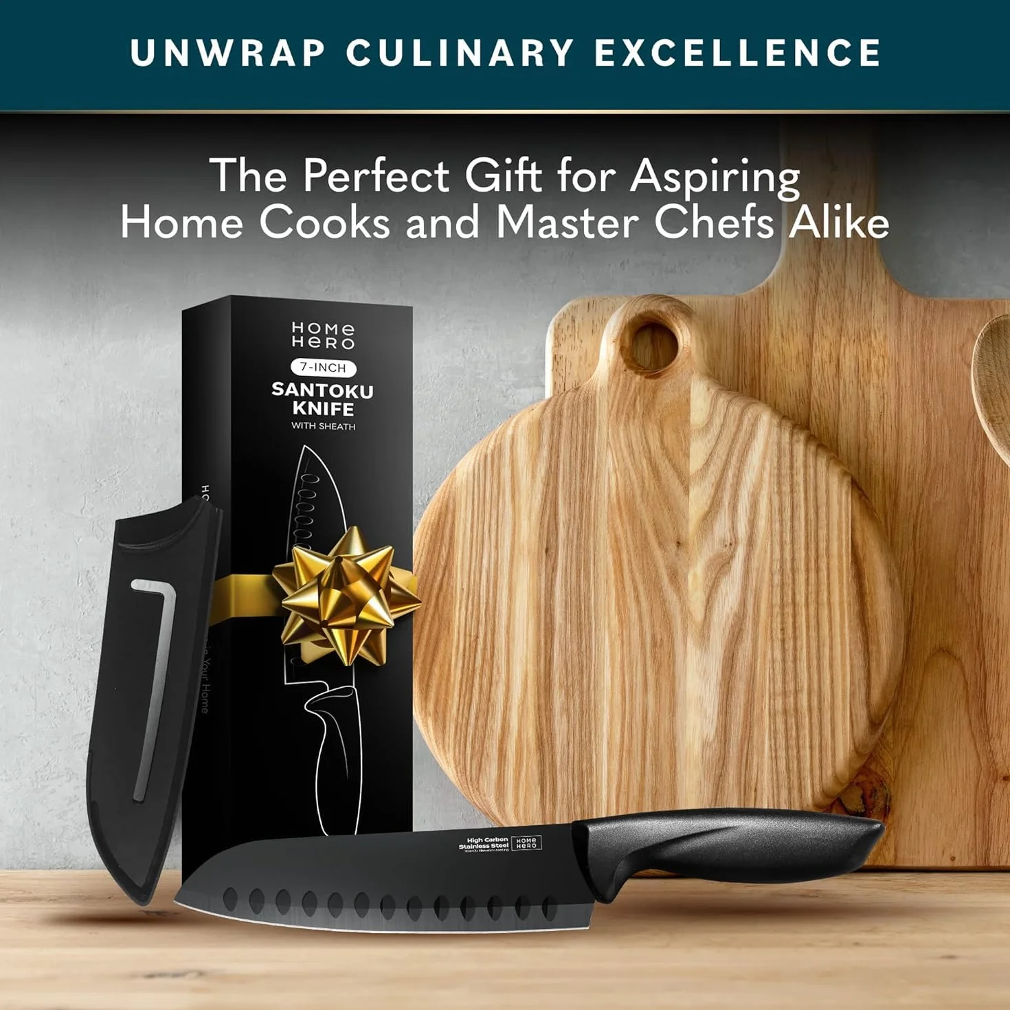 Home Hero Zestaw 2 szt. Nóż Santoku+ostrze - nóż ze stali nierdzewnej o wysokiej zawartości węgla z ergonomicznym uchwytem-ostry nóż wegetacyjny-wielofunkcyjny mały nóż(1 szt Nóż Santoku+1 szt ostrze)