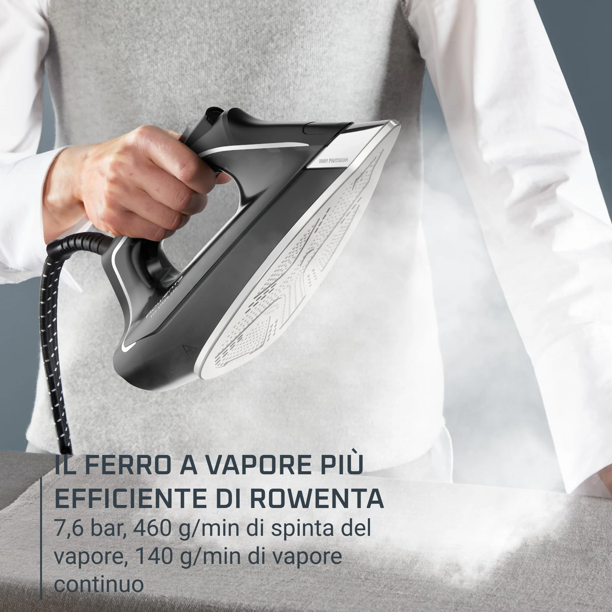 Rowenta DG9610 Eco Steam Pro stacja parowa, 2800 W, moc 7,6 bar, moc pary 140 g/min, uderzenie pary: 460 g/min, Eco Design, technologia Silence, pojemność 1,1 litra, kolor czarny/eukaliptus