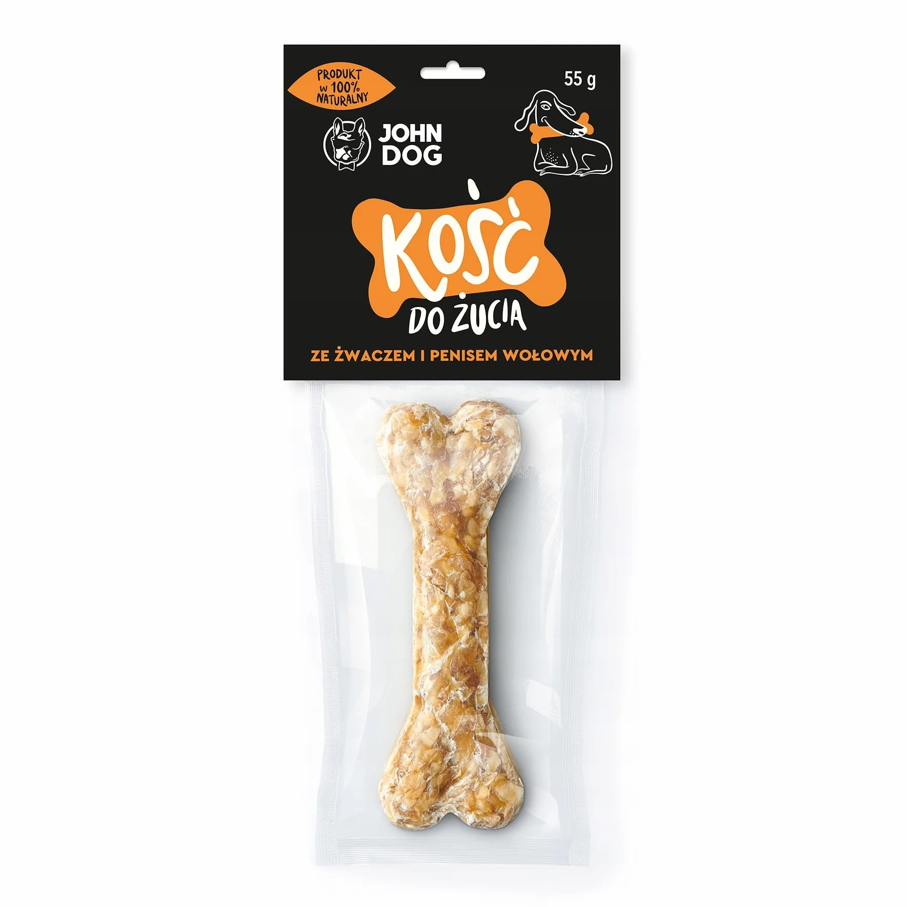 JOHN DOG SMAKOŁYKI Kość do żucia ze żwaczem i penisem wołowym J/S 12 cm 1 szt