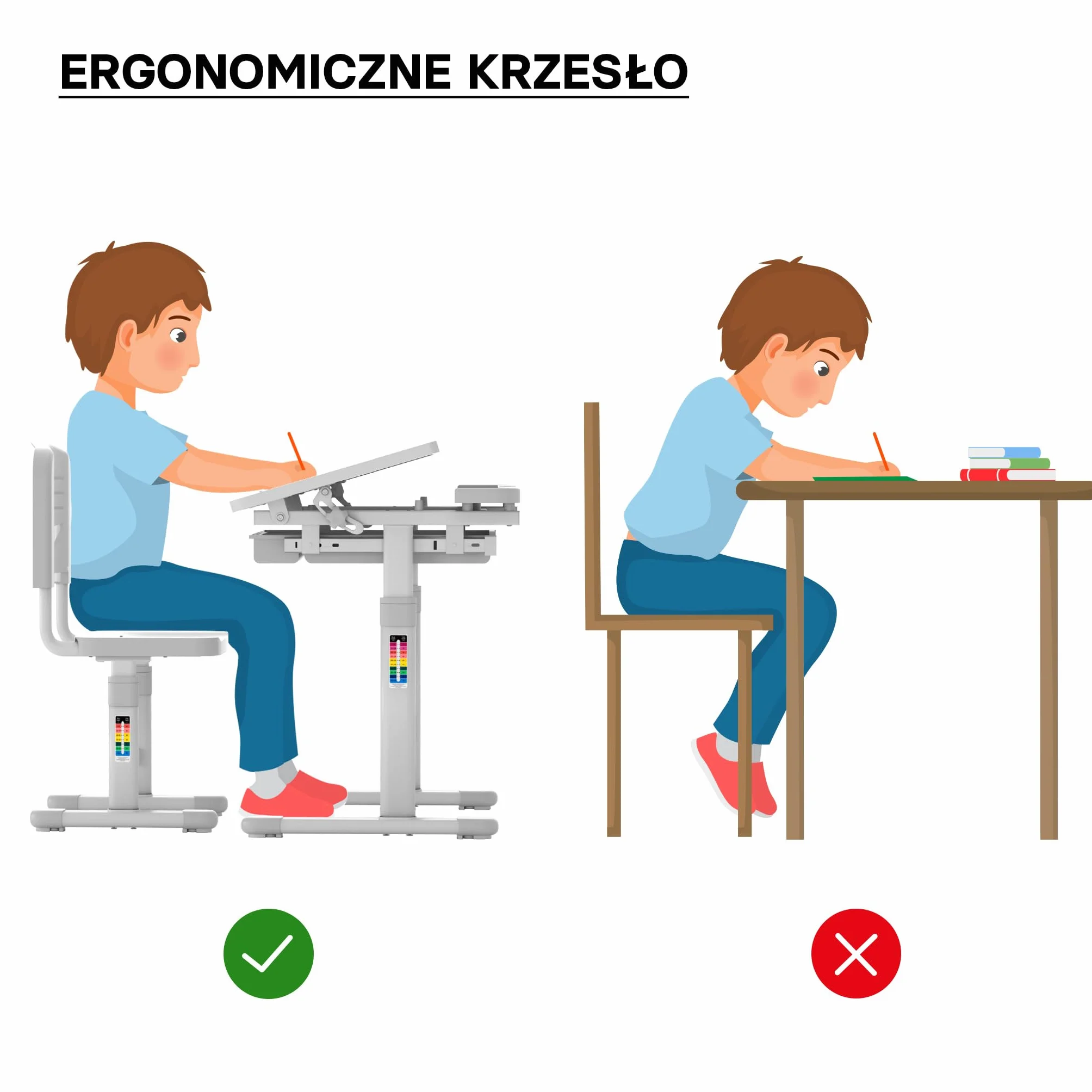 Zestaw mebli dziecięcych z regulacją wysokości, biurko z krzesłem dla dziecka w wieku szkolnym, ergonomiczne meble edukacyjne rosnące z dzieckiem, do nauki pisania rysowania i czytania