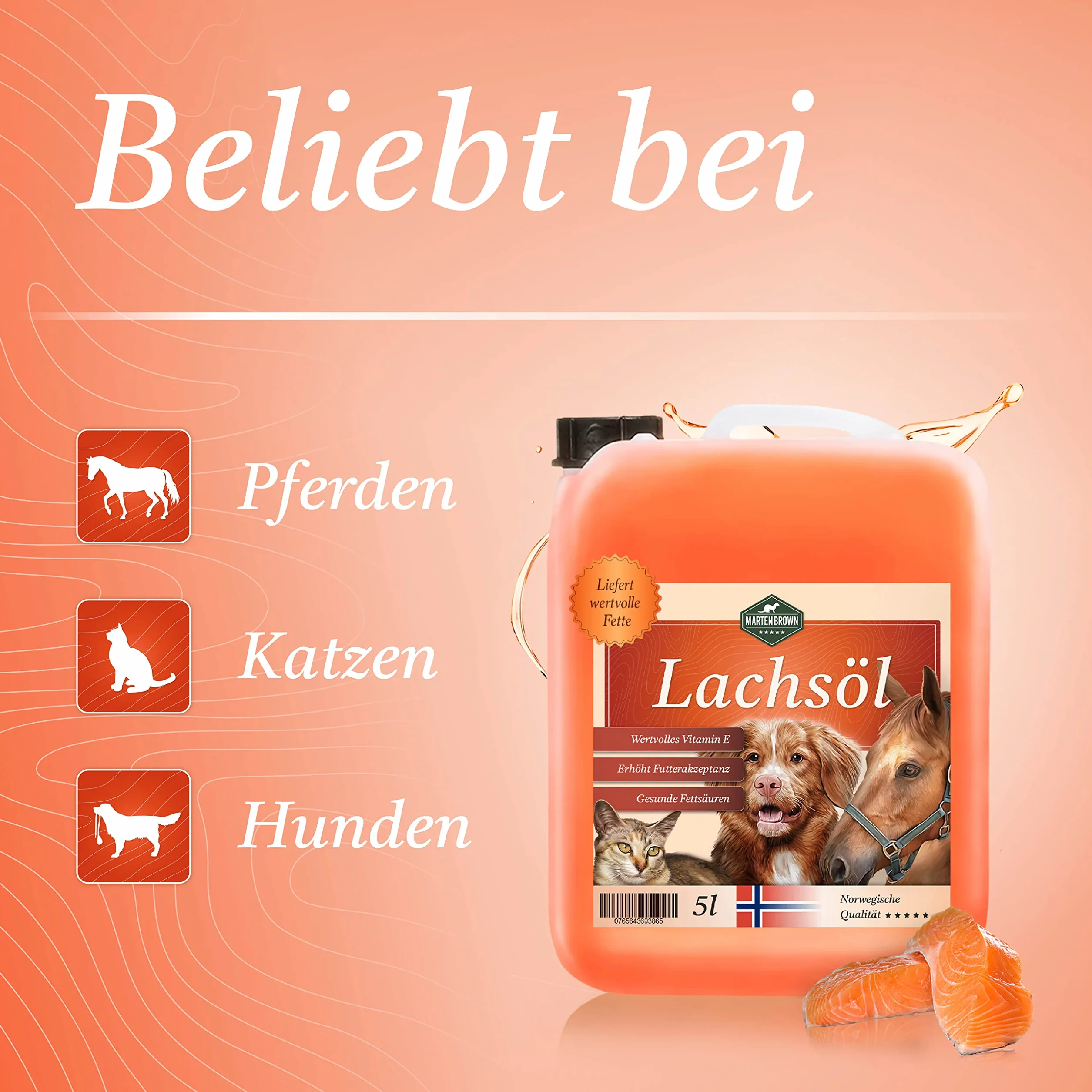 Olej z łososia norweskiego 5L dla psów, koni i kotów Martenbrown®