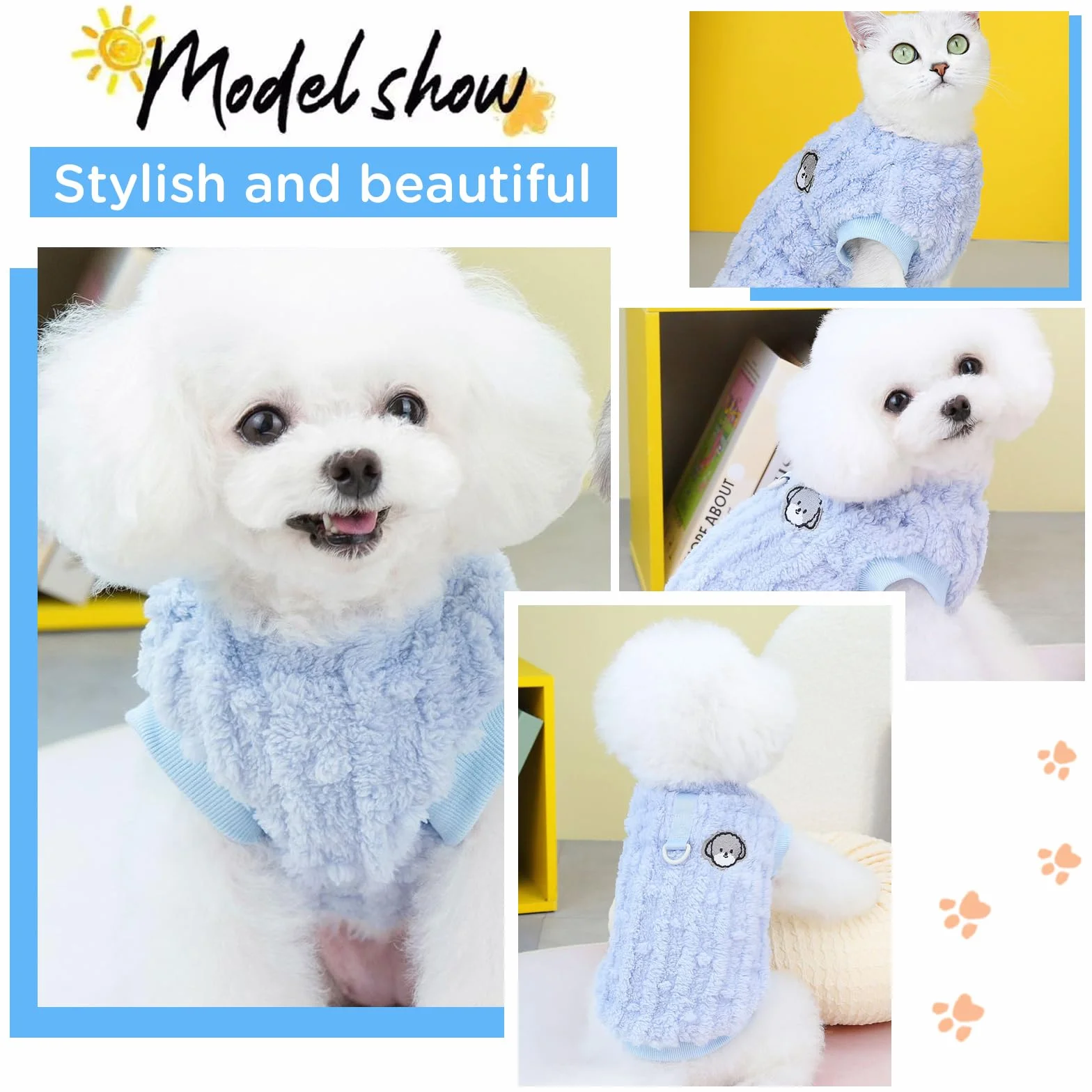 ACTOYS Sweter dla psów i kotów, bluza dla małych psów, pluszowy