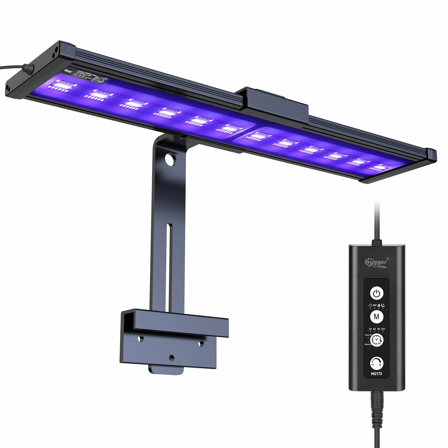 hygger Lampa LED do akwarium, do słonej wody, 19 W, oświetlenie Clip, do akwarium, tryb 24/7, lampa akwariowa z timerem, nano-zbiornik, lampa rafowa dla koralowców
