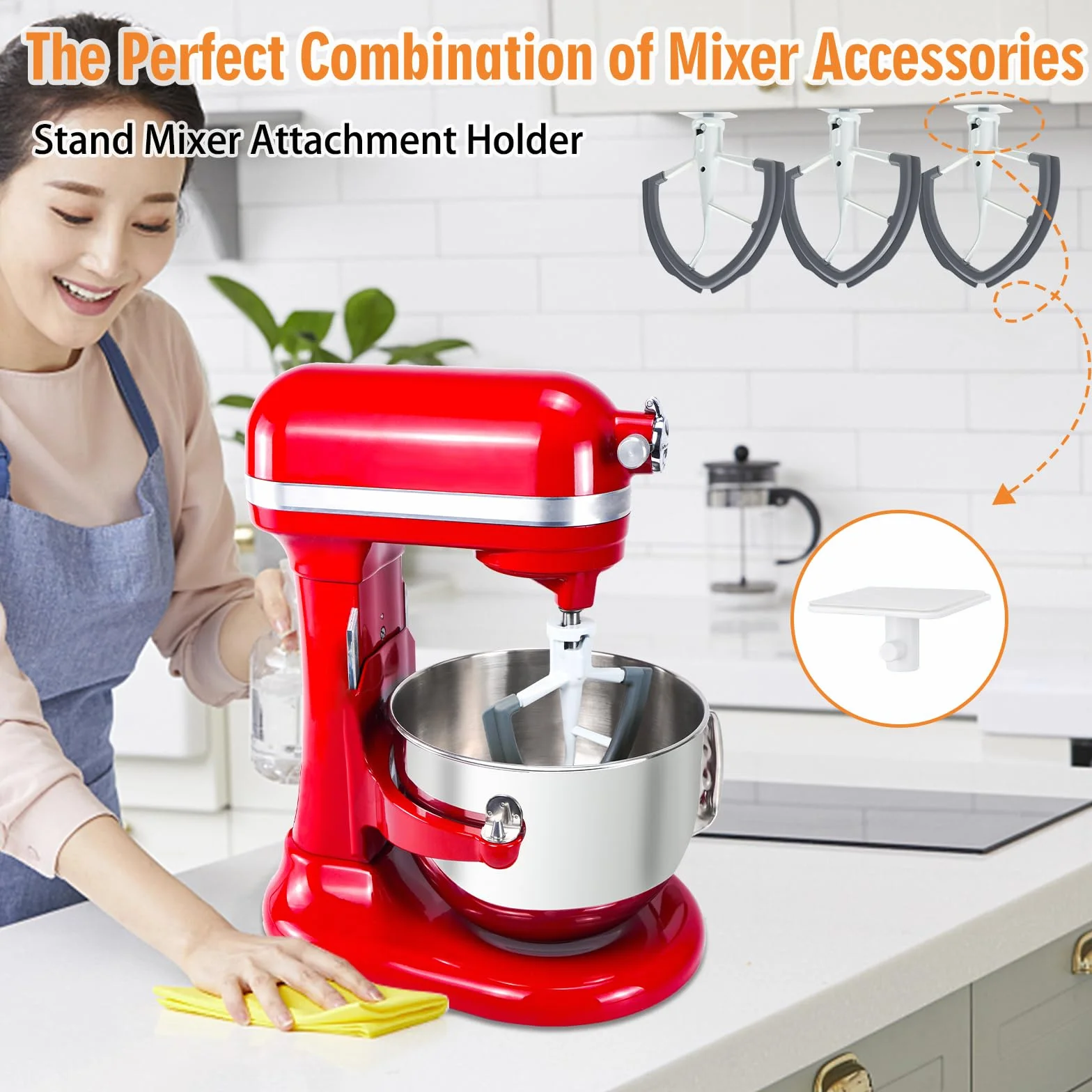 Uchwyty do akcesoriów miksera stojącego kompatybilne z mikserem Kitchen Aid (białe)