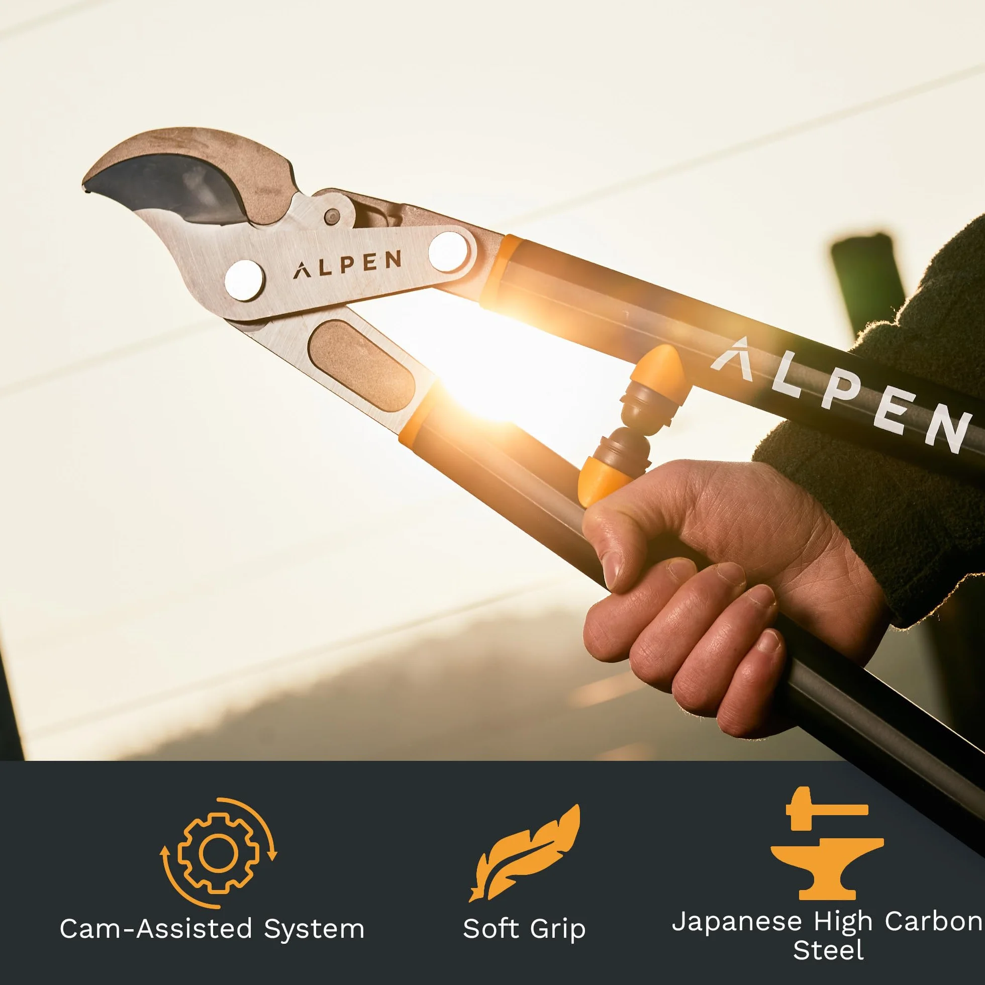Alpen Weisshorn 280 Loppers 80 cm Potężne nożyce obejściowe cięte 40 mm Cam Assist Mech 3-krotne odcięcie mocy przeciwko obrotowi STD japońskie ostrze ze stali węglowej powłoka nieprzywierająca lekkie
