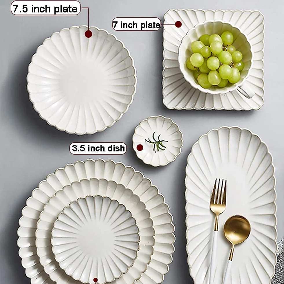 H3TF5J Zestaw stołowy porcelanowy, mikrofalowe i zmywarki Safe, 26 kawałków białego ceramicznego zastawy stołowej, zestaw do jadalni dla 4-6 osób, prezent ślubny parapet