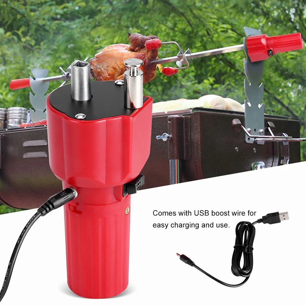 Yosoo Health Gear Silnik do grillowania, 5 V na baterie solidny grill wirnik do grilla grill uchwyt do pieczenia akcesoria z przewodem USB