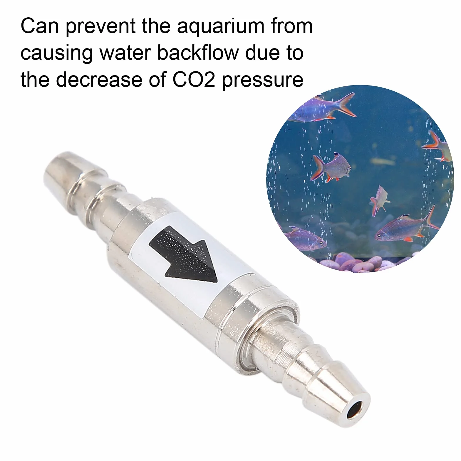 Cersalt Zawór zwrotny CO2 ze stali nierdzewnej, do akwarium CO2, zawór zwrotny do akwarium, 13 g, do akwarium