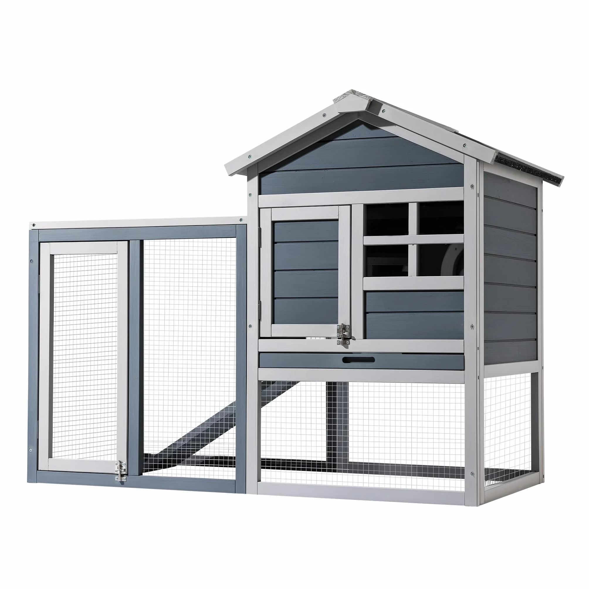 Wiltec klatka dla królików 1220 x 630 x 920 mm z wybiegiem i drewnianą budką 2 piętra