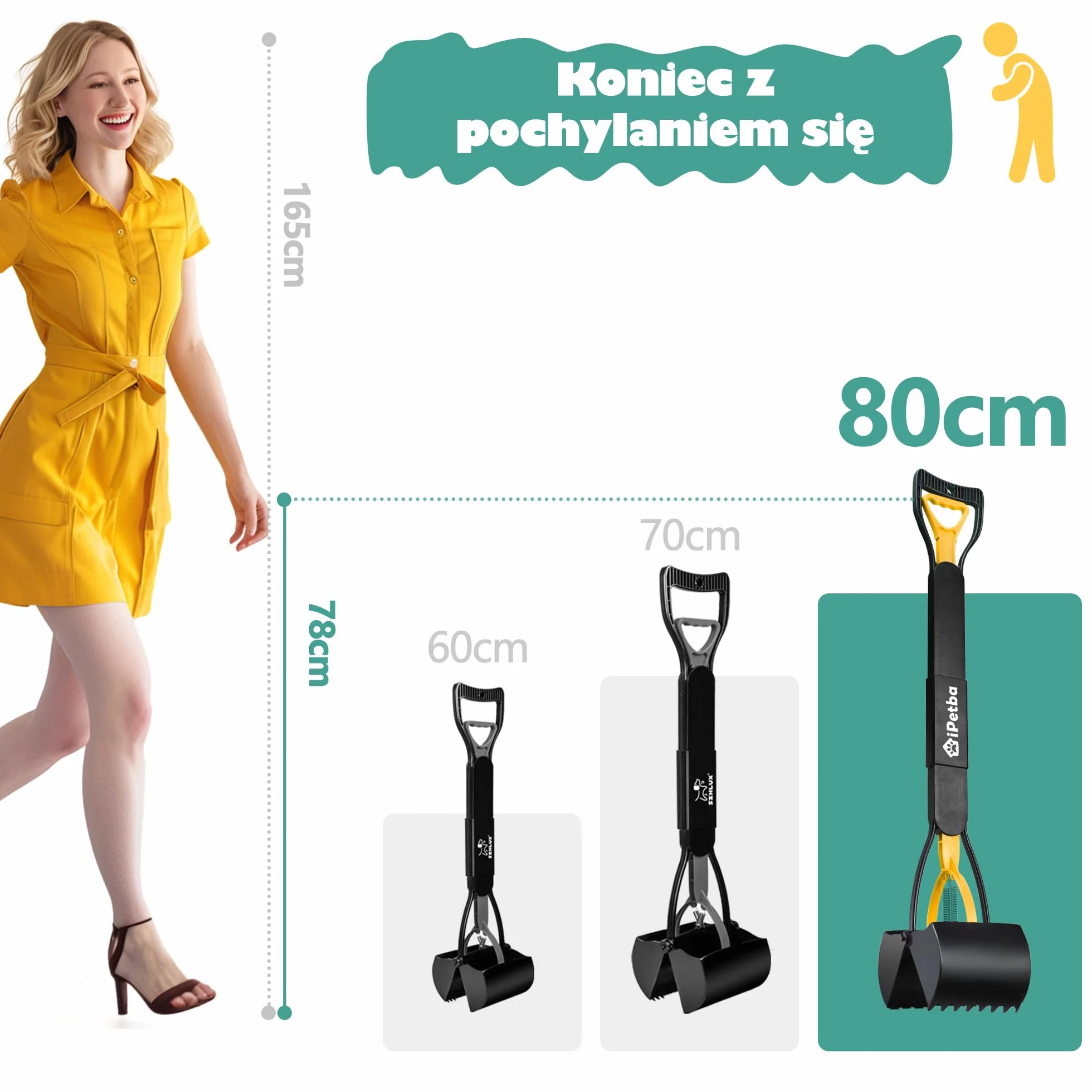 Zabawka dla Psa Długi Uchwyt 80 cm Ochrona Kręgosłupa Żółty