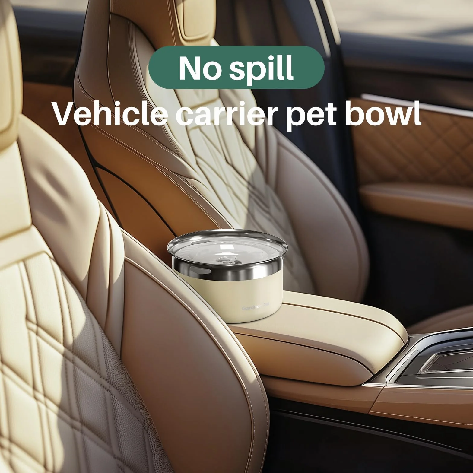 Gardner Pet Miski dla psów, 2 l, stal nierdzewna, bez rozlania, powolny podajnik wody, metalowa duża miska na wodę dla zwierząt domowych, dozownik wody dla dużych psów, biała